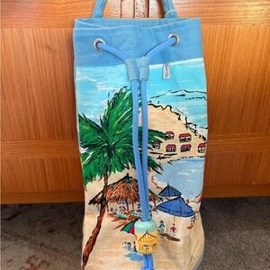 Vintage Tropical Canvas Beach Bag